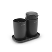 Brabantia ReNew Badkameraccessoires - set van 3 - Zeeppomp - Tandenborstelhouder - Schaal - donker grijs SW454750