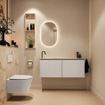 MONDIAZ TURE-DLUX 120cm toiletmeubel Linen. EDEN wastafel Frappe positie links. Met 1 kraangat. SW1102861