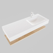 MONDIAZ ALAN 120cm - Badkamermeubelset - planchet - washed oak - vrijhangende wastafel - wasbak rechts - 1 kraangat - talc SW408773