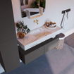 MONDIAZ ALAN - DLUX Badkamermeubelset - 120cm - onderkast - Dark grey - 2 lades - vrijhangende wastafel - wasbak midden - 0 kraangaten - Frappe SW804689