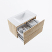MONDIAZ VICA 80cm badmeubel onderkast Washed Oak 2 lades. Wastafel CLOUD midden 1 kraangat, kleur Talc. SW1381796