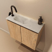 MONDIAZ TURE-DLUX 60cm toiletmeubel Washed Oak. EDEN wastafel Opalo positie links. Met 1 kraangat. SW1104660