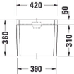 Duravit Serie 1930 Reservoir 42X36X17cm Dual Flush Inclusief Binnenwerk wondergliss Wit SW112406