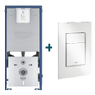 GROHE Rapid SLX inbouwreservoir met 3-in-1 set frame inclusief GROHE Skate cosmopolitan bedieningsplaat wit SW536052