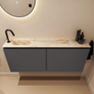 MONDIAZ TURE-DLUX 120cm toiletmeubel Dark Grey. EDEN wastafel Frappe positie links. Met 1 kraangat. SW1102723