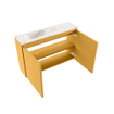 MONDIAZ TURE-DLUX 80cm toiletmeubel Ocher. EDEN wastafel Frappe positie links. Met 1 kraangat. SW1102879