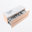 MONDIAZ VICA Badkamermeubelset - 130cm - onderkast rosee - 4 lades - wastafel cloud links - zonder kraangaten - 60cm hoge versie - talc SW1083334