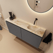 MONDIAZ TURE-DLUX 100cm toiletmeubel Dark Grey. EDEN wastafel Frappe positie rechts. Zonder kraangat. SW1102729