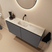MONDIAZ TURE-DLUX 100cm toiletmeubel Dark Grey. EDEN wastafel Ostra positie midden. Zonder kraangat. SW1104829