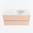 MONDIAZ VICA Badkamermeubelset - 100cm - onderkast rosee- 2 lades - wastafel moon rechts - 1 kraangat - 60cm hoge versie - talc SW1080347