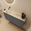 MONDIAZ TURE-DLUX 100cm toiletmeubel Dark Grey. EDEN wastafel Frappe positie links. Zonder kraangat. SW1102746