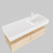 MONDIAZ ALAN 120cm - onderkast - washed oak - 2 lades - vrijhangende wastafel - wasbak rechts - 1 kraangat - talc SW408459