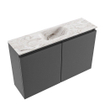MONDIAZ TURE-DLUX 80cm toiletmeubel Dark Grey. EDEN wastafel Glace positie midden. Zonder kraangat. SW1103228