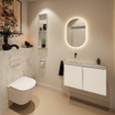 MONDIAZ TURE-DLUX 80cm toiletmeubel Talc. EDEN wastafel Opalo positie links. Zonder kraangat. SW1104140