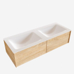 MONDIAZ LUSH Badkamermeubelset - 120cm - 2 lades - wastafel cloud - 2 wasbakken - 2 kraangaten - washed oak SW409421