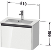 Duravit Ketho 2 wastafelonderbouwkast met 1 lade 61x39x44cm met greep antraciet betongrijs mat SW772665