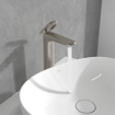Villeroy & Boch Antao Eengreeps wastafelkraan - verhoogd - met Push-Open afvoergarnituur - Matt Brushed Nickel (RVS) SW974199