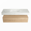MONDIAZ ALAN - DLUX Badkamermeubelset - 130cm - onderkast - Washed Oak - 1 lade - vrijhangende wastafel - wasbak midden - 0 kraangaten - Opalo SW808777