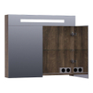 BRAUER Promise Deluxe spiegelkast - 80x70x15cm - met directe verlichting - 2 dubbelzijdige spiegeldeuren - Grove SW371734