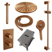 Brauer Copper Edition Regendoucheset inbouw - hoofddouche 30 cm - 2 functies - glijstang - inclusief inbouwdeel - handdouche Rond 3 standen - PVD - geborsteld koper SW538376