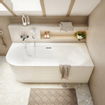 Villeroy & Boch Loop & friends half vrijstaand bad - 180x80cm - hoek rechts - Acryl Stone White mat SW762323