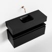 MONDIAZ ANDOR Toiletmeubel - 80x30x30cm - 0 kraangaten - 1 lades - urban mat - wasbak midden - Solid surface - Zwart SW474423