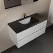 Mondiaz Aivy badmeubelset - 100x45x50cm - 1 kraangat - 1 wasbak urban Solid surface - Midden - 2 lades - Zonder spiegel - MDF Talc SW892367