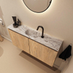 MONDIAZ TURE-DLUX 100cm toiletmeubel Washed Oak. EDEN wastafel Glace positie midden. Met 1 kraangat. SW1103572