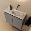 MONDIAZ TURE-DLUX 60cm toiletmeubel Smoke. EDEN wastafel Glace positie rechts. Zonder kraangat. SW1103542