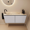MONDIAZ TURE-DLUX 100cm toiletmeubel Cale. EDEN wastafel Frappe positie links. Met 1 kraangat. SW1102696