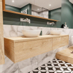 MONDIAZ LUSH Badkamermeubelset - 180cm - 2 lades - wastafel BARCO - 2 wasbakken - 0 kraangaten - washed oak SW409557