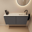 MONDIAZ TURE-DLUX 100cm toiletmeubel Dark Grey. EDEN wastafel Ostra positie rechts. Met 1 kraangat. SW1104805