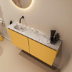 MONDIAZ TURE-DLUX 100cm toiletmeubel Ocher. EDEN wastafel Glace positie links. Zonder kraangat. SW1103379