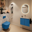 MONDIAZ TURE-DLUX 60cm toiletmeubel Jeans. EDEN wastafel Glace positie rechts. Zonder kraangat. SW1103339
