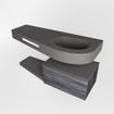 MONDIAZ RIVA Badkamermeubelset - 120x50x30cm - 1 lade - MDF Antracite mat - push to open - 0 kraangaten - wasbak rechts - solid surface darkgrey SW702778