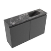 MONDIAZ TURE-DLUX 80cm toiletmeubel Dark Grey. EDEN wastafel Lava positie rechts. Zonder kraangat. SW1103770