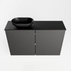 Mondiaz Fowy Toiletmeubel - 80x50x23cm - dark grey mat - 1 kraangat - wasbak links - 2 deuren - solid surface - blad MDF - wasbak: zwart SW761110