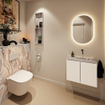 MONDIAZ TURE-DLUX 60cm toiletmeubel Talc. EDEN wastafel Glace positie rechts. Zonder kraangat. SW1103078