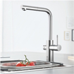 GROHE Blue Home Keukenkraan - uittrekbare L uitloop - 1-gats - filterfunctie - plat licht en bruisend water - chroom SW236967