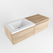MONDIAZ BUKLA 120cm badmeubel met module 60 kleur Washed Oak met 2 lades. Wastafel CLOUD links 1 kraangat kleur Talc. SW1382071