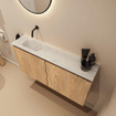 MONDIAZ TURE-DLUX 100cm toiletmeubel Washed Oak. EDEN wastafel Opalo positie links. Zonder kraangat. SW1104632