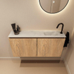 MONDIAZ TURE-DLUX 100cm toiletmeubel Washed Oak. EDEN wastafel Opalo positie rechts. Met 1 kraangat. SW1104620