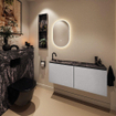 MONDIAZ TURE-DLUX 120cm toiletmeubel Plata. EDEN wastafel Lava positie links. Met 1 kraangat. SW1104019