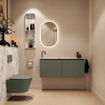 MONDIAZ TURE-DLUX 120cm toiletmeubel Army. EDEN wastafel Glace positie links. Met 1 kraangat. SW1103145