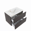 MONDIAZ VICA-DLUX Badkamermeubelset - 70cm - onderkast dark grey - 2 lades - inbouw wastafel cloud midden - zonder kraangaten - 60cm hoge versie - frape SW1088643
