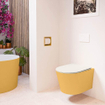 MONDIAZ LAVIE wandclosetpack - 36x53cm - diepspoel - rimless - Ocher (geel) - softclose - quick-release - toiletzitting - Linen (offwhite) SW1208653