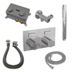 BRAUER Chrome Carving thermostatische inbouw badkraan - drukknoppen SET 03 - badvulcombinatie - staaf handdouche - doucheslang - wandaansluitbocht - chroom SW925499