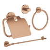GROHE Essentials accessoireset 4-delig met handdoekring, handdoekhouder, handdoekhaak en toiletrolhouder met klep Brushed warm sunset SW529119