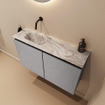 MONDIAZ TURE-DLUX 80cm toiletmeubel Plata. EDEN wastafel Glace positie links. Zonder kraangat. SW1103464