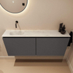 MONDIAZ TURE-DLUX 120cm toiletmeubel Dark Grey. EDEN wastafel Opalo positie links. Zonder kraangat. SW1104275